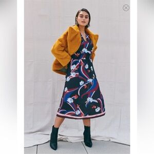 Halogen V-neck floral Midi dress